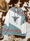 Buzo con Capucha, Estampado Animal Tribal y Bolsillo Canguro