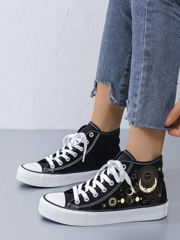 Zapatillas Altas de Lona Unisex con Diseño Minimalista de Galaxia Estelar - Image 3
