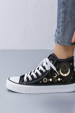 Zapatillas Altas de Lona Unisex con Diseño Minimalista de Galaxia Estelar