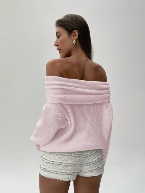 Sweater Elegante de Hombros Descubiertos con Detalle de Anillo - Image 36