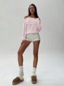 Sweater Elegante de Hombros Descubiertos con Detalle de Anillo