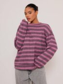 Sweater a Rayas Oversize Cuello Redondo al Estilo Y2k 90's