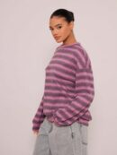 Sweater a Rayas Oversize Cuello Redondo al Estilo Y2k 90's