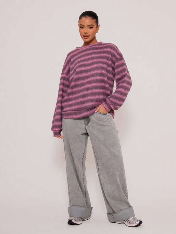 Sweater a Rayas Oversize Cuello Redondo al Estilo Y2k 90's - Image 4