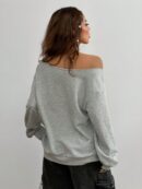 Sudadera de Punto Gris con Estampado y Manga Larga para Otoño/Invierno