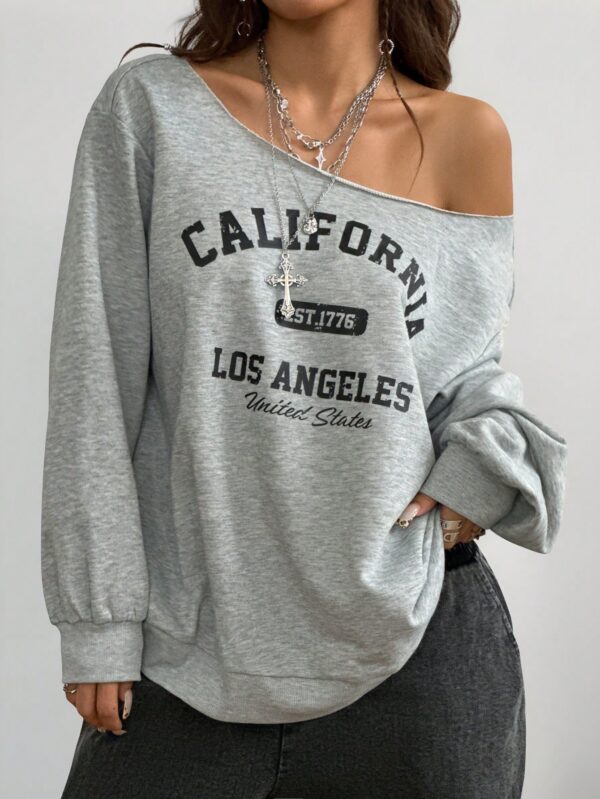 Sudadera de Punto Gris con Estampado y Manga Larga para Otoño/Invierno - Image 3