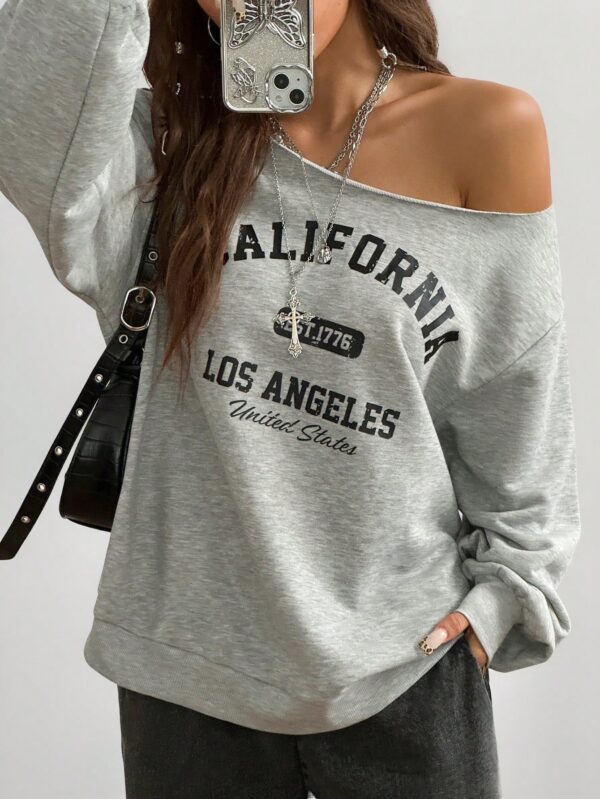 Sudadera de Punto Gris con Estampado y Manga Larga para Otoño/Invierno - Image 4