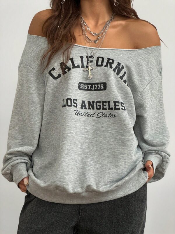 Sudadera de Punto Gris con Estampado y Manga Larga para Otoño/Invierno - Image 6