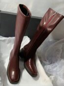 Botas Altas de Cuero con Tacón Cuadrado y Punta Cuadrada