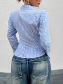 Camisa a Rayas de Manga Larga para Mujer Estilo Casual