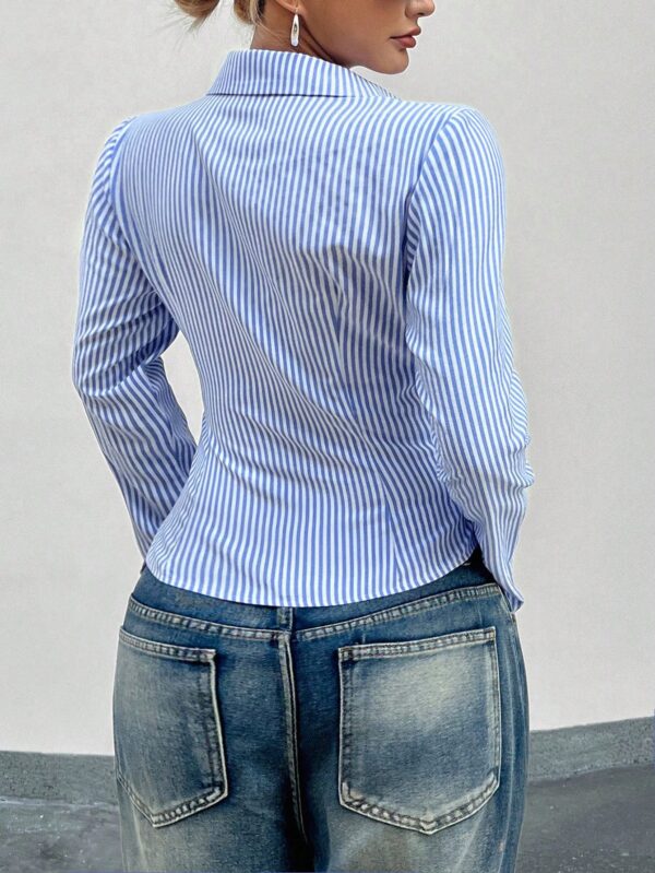 Camisa a Rayas de Manga Larga para Mujer Estilo Casual - Image 10