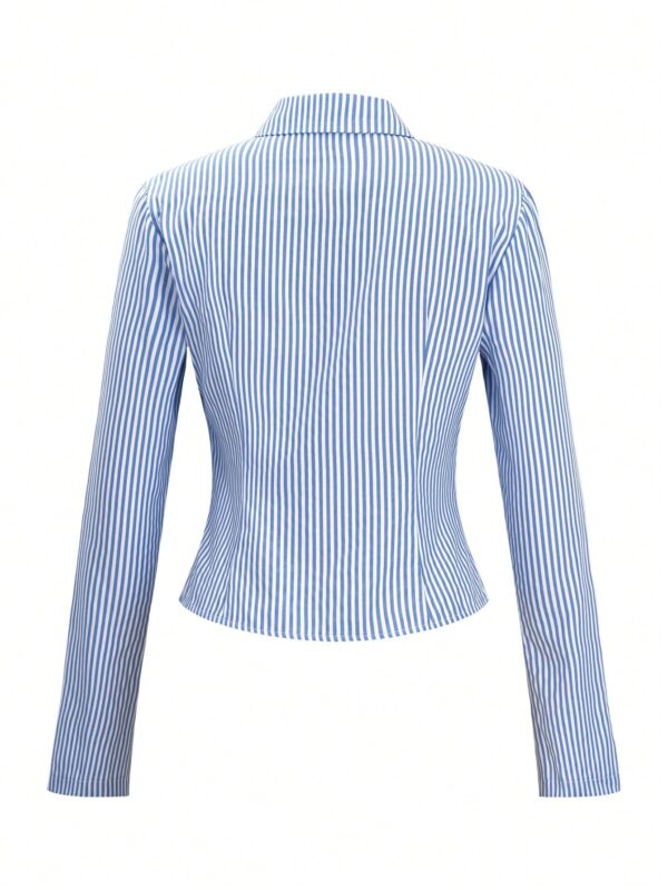 Camisa a Rayas de Manga Larga para Mujer Estilo Casual - Image 15