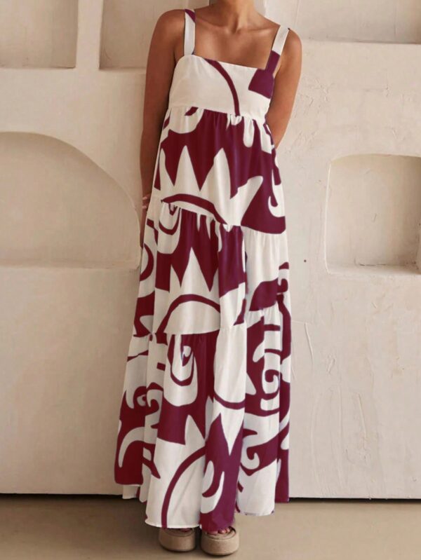 Vestido Largo Casual de Vacaciones con Estampado Aleatorio - Image 11