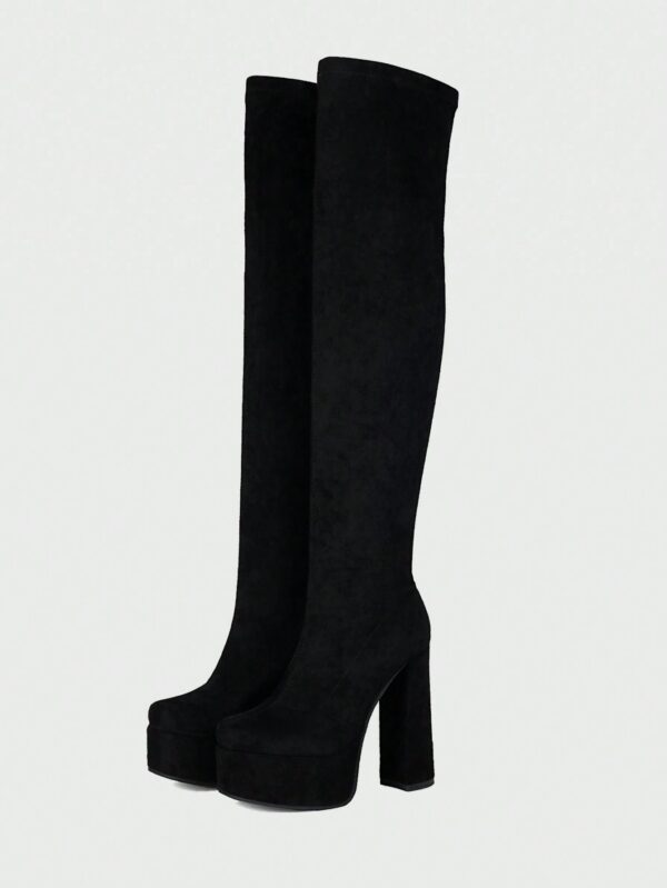 Botas de Media de Tacón Grueso y Plataforma Elegantes - Image 10