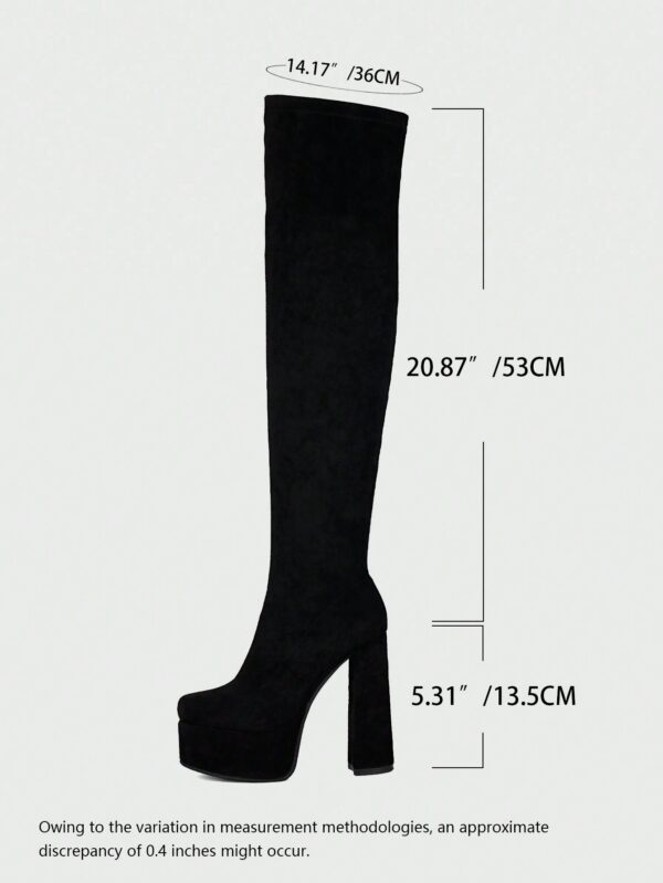 Botas de Media de Tacón Grueso y Plataforma Elegantes - Image 7