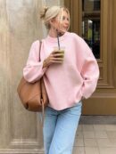Sweater de Punto Liso Manga Larga para Mujer