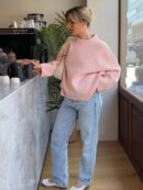 Sweater de Punto Liso Manga Larga para Mujer