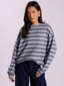 Sweater a Rayas Oversize Cuello Redondo al Estilo Y2k 90's