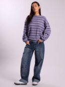 Sweater a Rayas Oversize Cuello Redondo al Estilo Y2k 90's