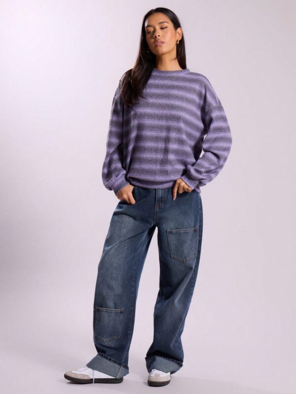Sweater a Rayas Oversize Cuello Redondo al Estilo Y2k 90's - Image 20