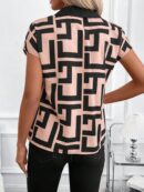 Blusa de Verano con Estampado Geométrico y Manga Murciélago
