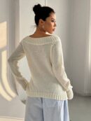 Sweater Asimétrico de Hombro Caído y Manga Larga
