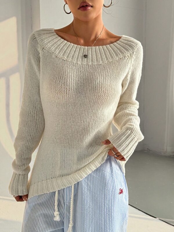 Sweater Asimétrico de Hombro Caído y Manga Larga - Image 15