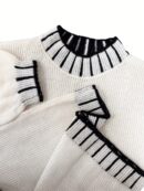 Sweater Casual Oversize con Cuello y Puños Estampados