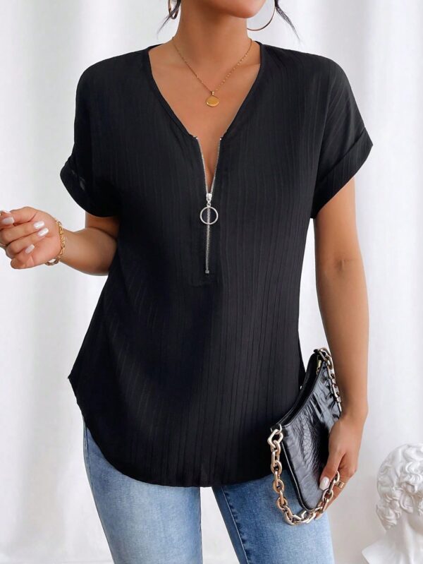 Blusa Casual con Cremallera y Manga Murciélago