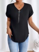 Blusa Casual con Cremallera y Manga Murciélago