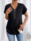 Blusa Casual con Cremallera y Manga Murciélago