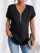 Blusa Casual con Cremallera y Manga Murciélago