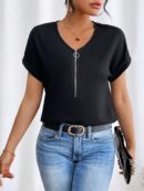 Blusa Casual con Cremallera y Manga Murciélago