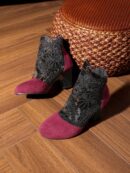 Botas de Encaje Floral con Cierre Trasero y Tacón Cuadrado Alto