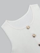 Chaleco Elegante de Botones Metálicos con Cuello Redondo