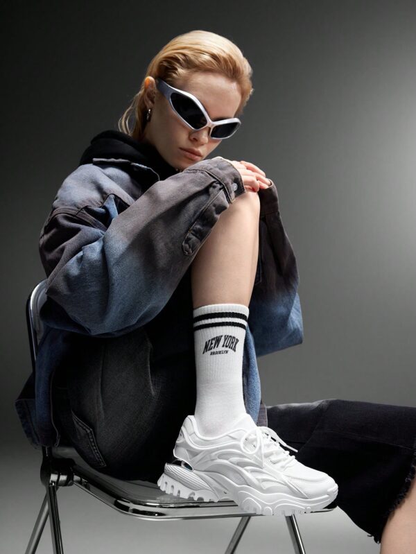 Zapatillas Deportivas Chunky de Malla Blanca con Cordones - Image 13