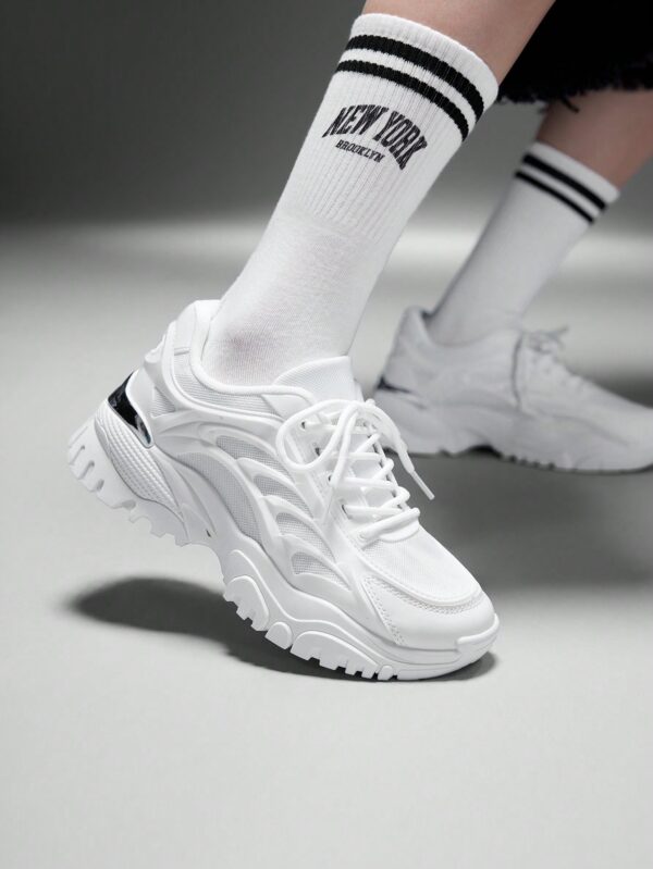 Zapatillas Deportivas Chunky de Malla Blanca con Cordones - Image 14