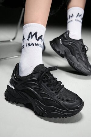 Zapatillas Deportivas Chunky de Malla Blanca con Cordones