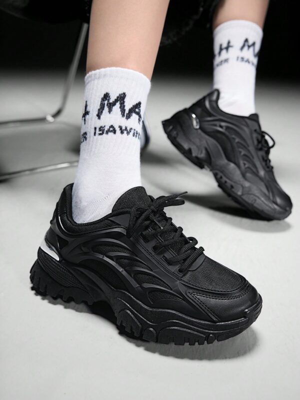 Zapatillas Deportivas Chunky de Malla Blanca con Cordones