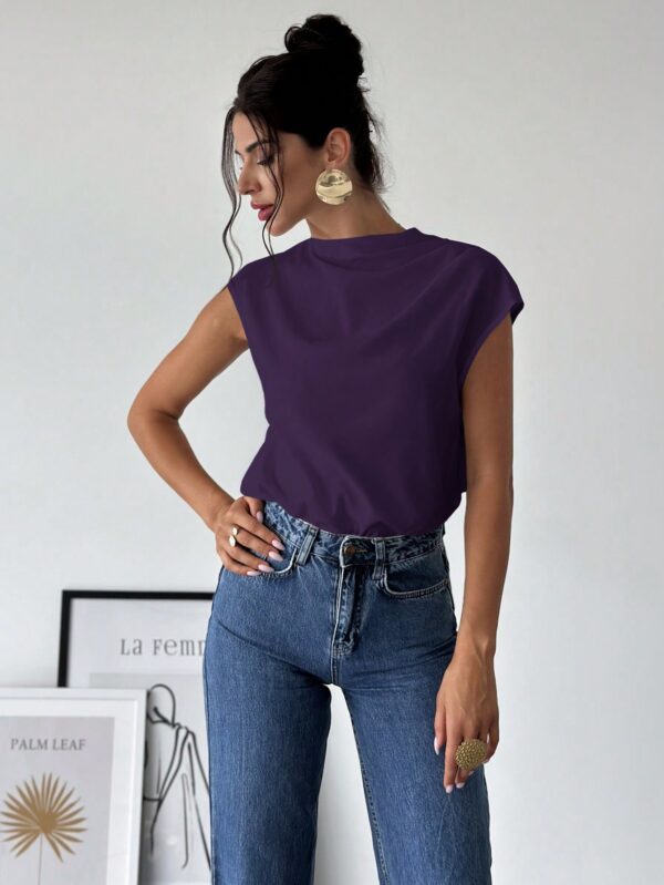 Blusa Elegante Asimétrica con Cuello Mao y Pliegues - Image 27