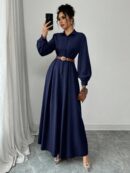 Vestido Elegante de Manga Farol en Colores Sólidos