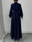 Vestido Elegante de Manga Farol en Colores Sólidos