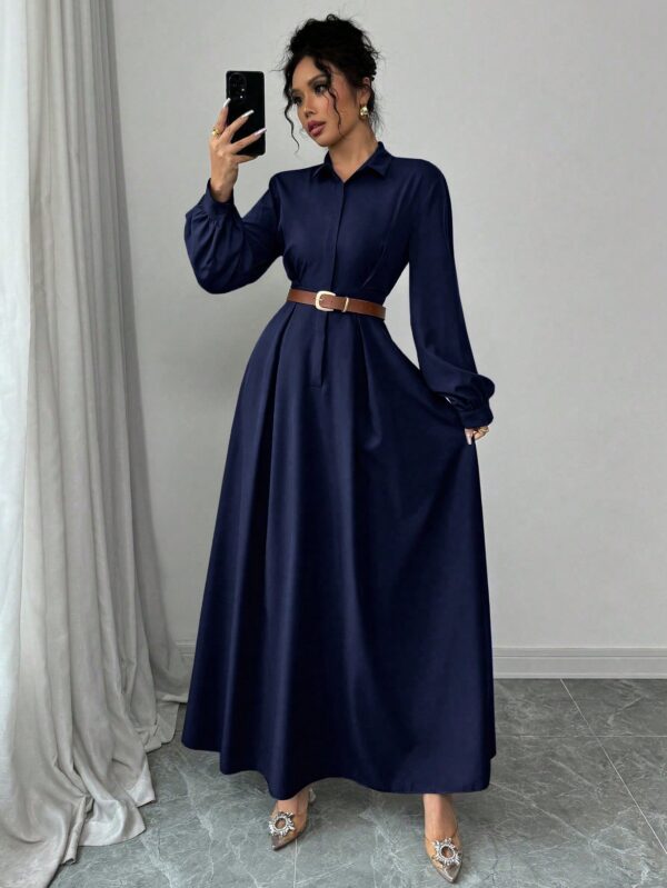 Vestido Elegante de Manga Farol en Colores Sólidos - Image 40