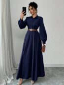 Vestido Elegante de Manga Farol en Colores Sólidos