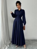 Vestido Elegante de Manga Farol en Colores Sólidos