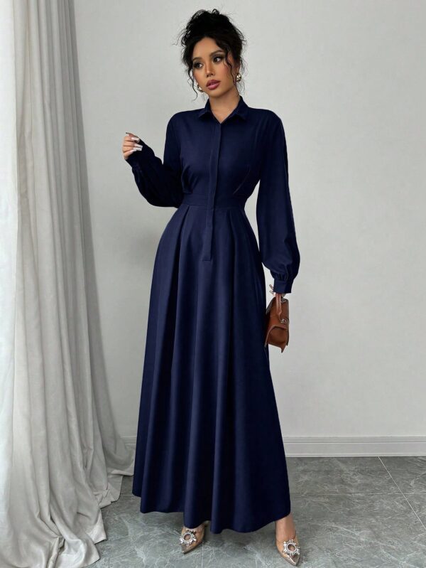 Vestido Elegante de Manga Farol en Colores Sólidos - Image 42
