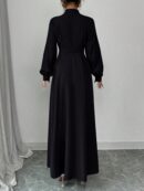 Vestido Elegante de Manga Farol en Colores Sólidos
