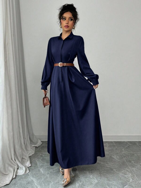 Vestido Elegante de Manga Farol en Colores Sólidos - Image 43