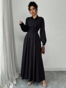 Vestido Elegante de Manga Farol en Colores Sólidos