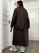 Abrigo Largo con Cuello Solapa y Manga Larga